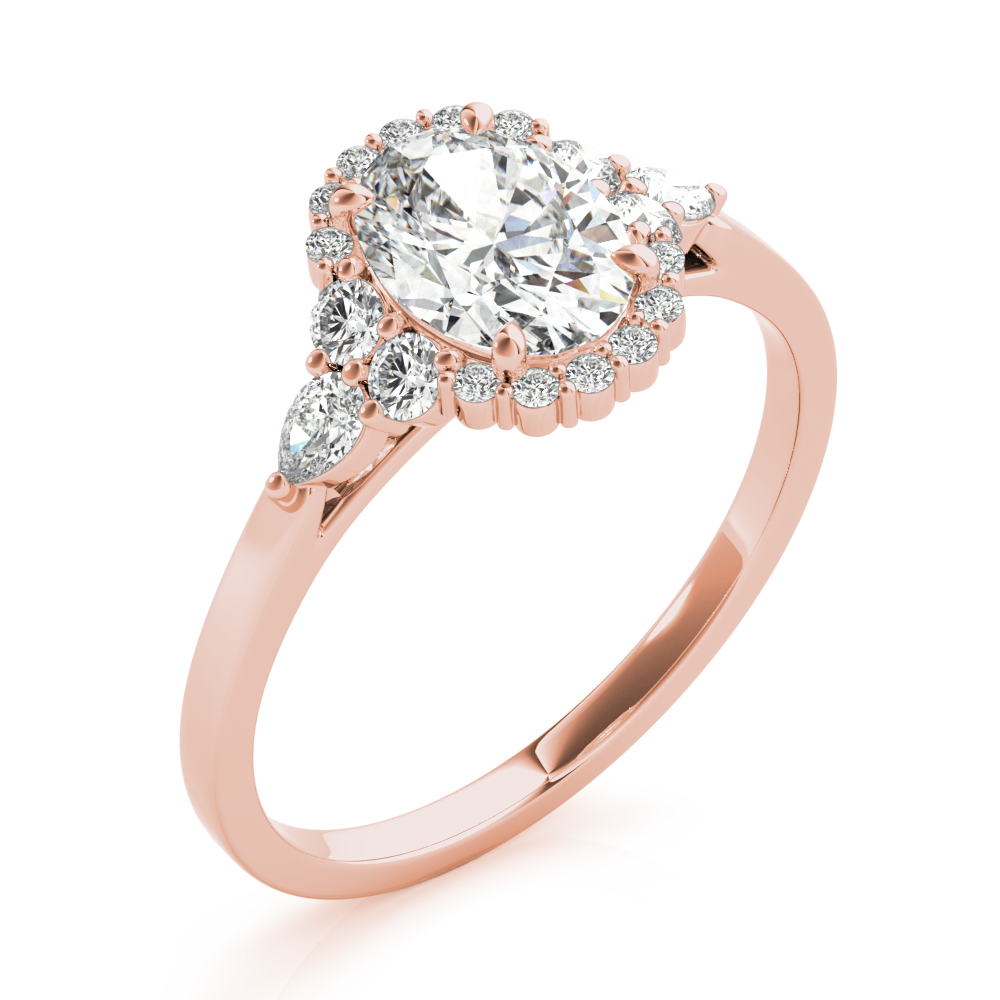 The Valentina Halo Engagement Ring, angled view