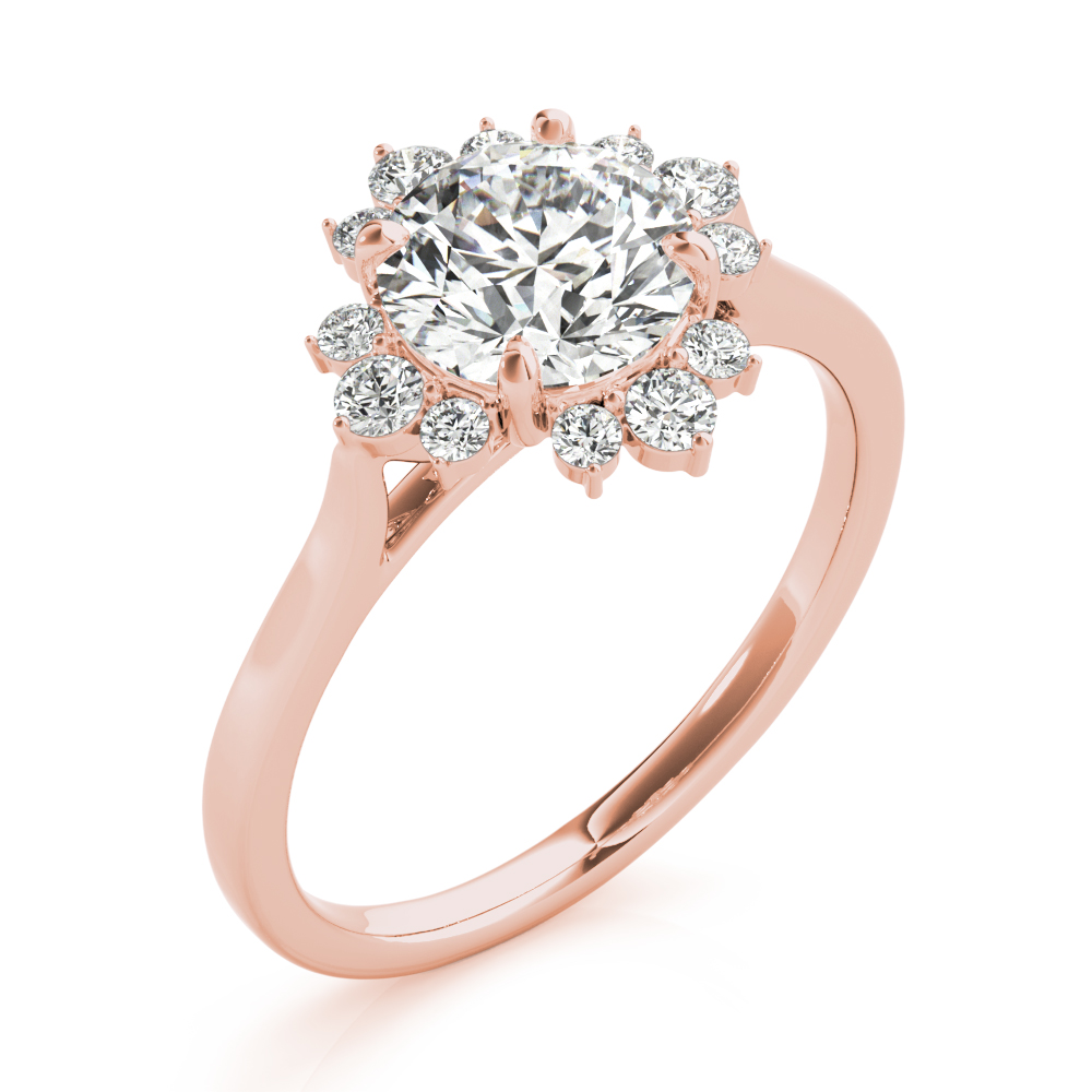 The Penelope Halo Engagement Ring, angled view
