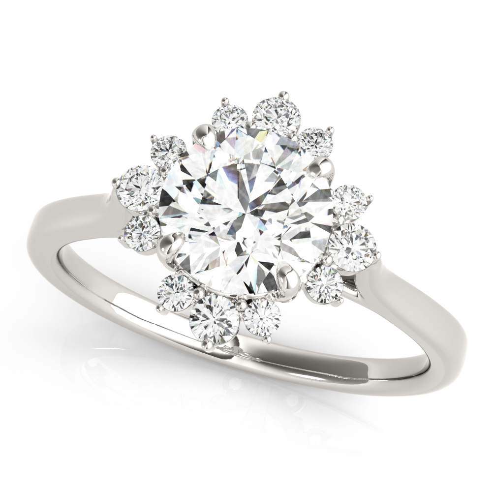 Round Scattered Halo Engagement Ring
