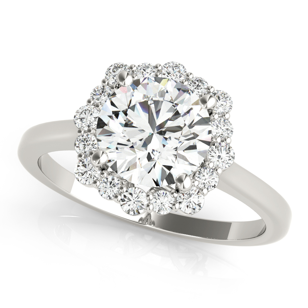 Solitaire Halo Prong Set Engagement Ring