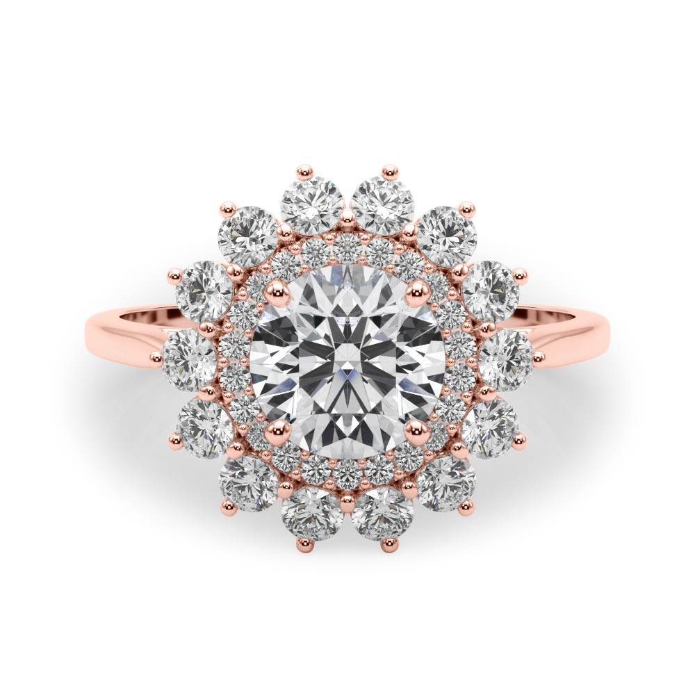 The Octavia Double Halo Engagement Ring, set view
