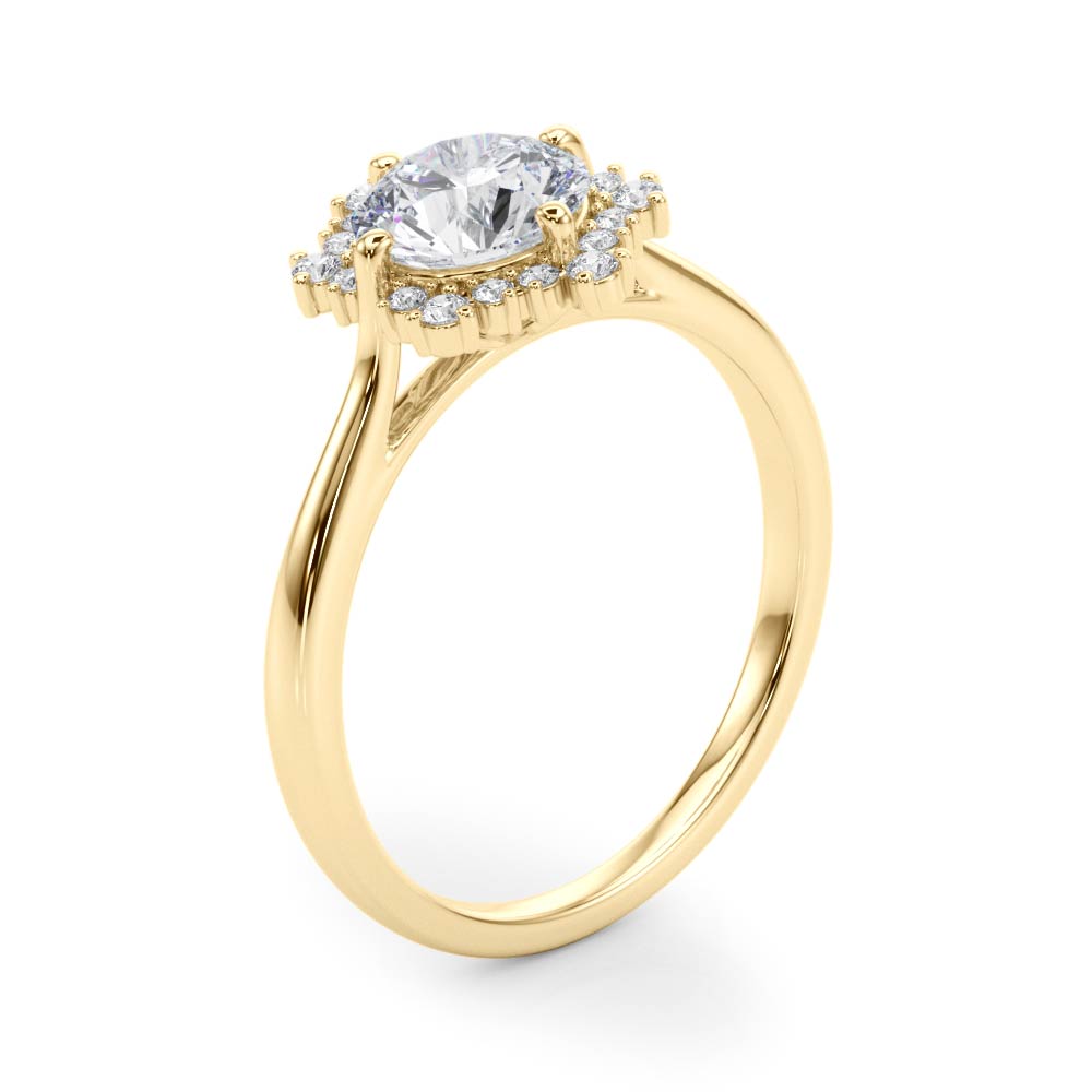 The Freya Halo Engagement Ring, angled view