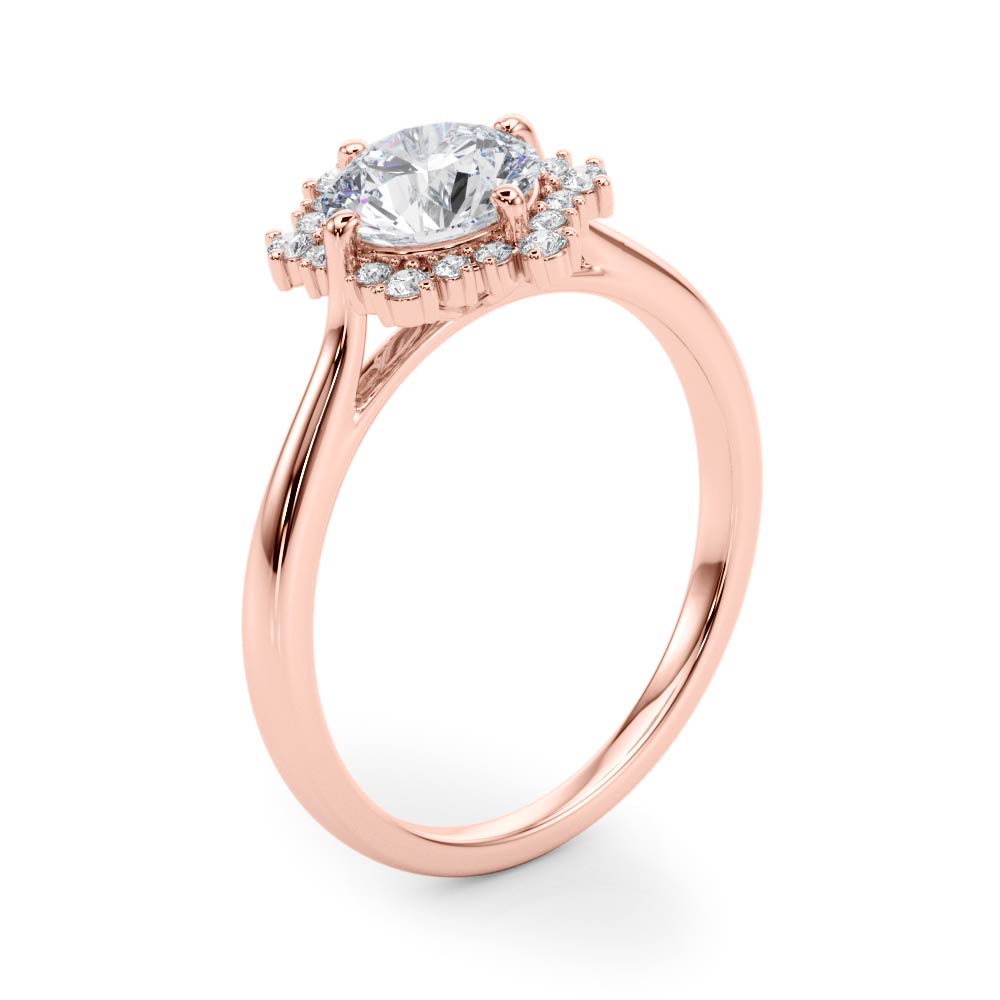The Freya Halo Engagement Ring, angled view