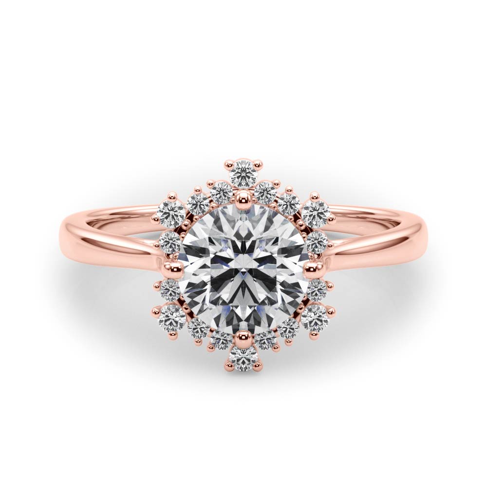 The Freya Halo Engagement Ring, set view