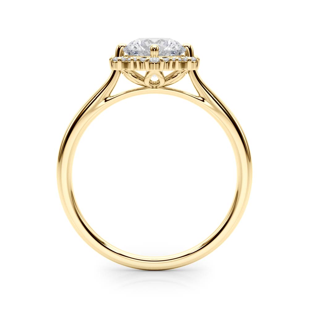 The Freya Halo Engagement Ring, side view