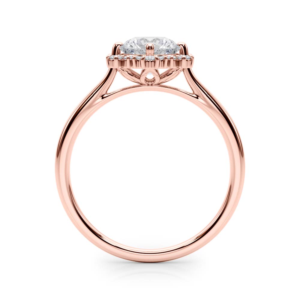 The Freya Halo Engagement Ring, side view
