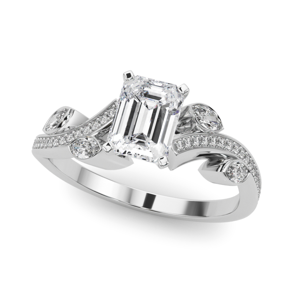 Marquise Accented Bypass Engagement Ring