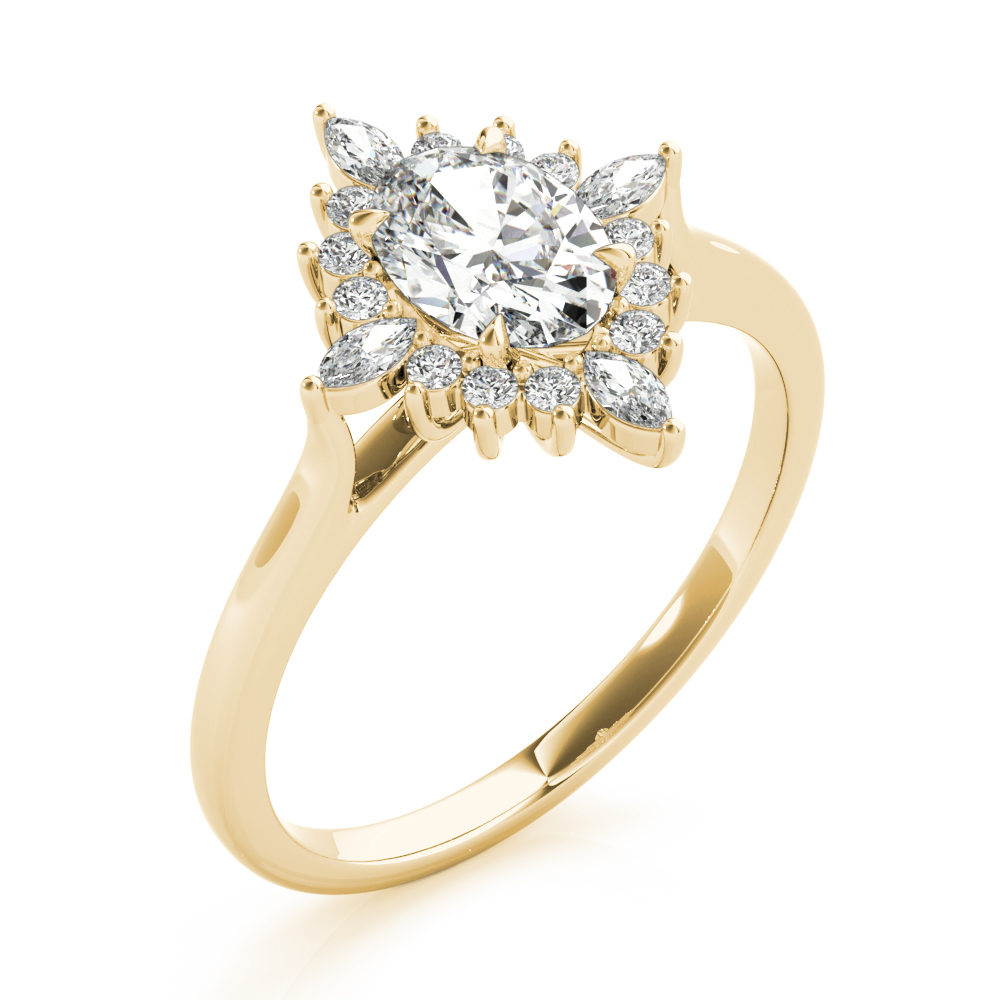 The Coralie Halo Engagement Ring, angled view