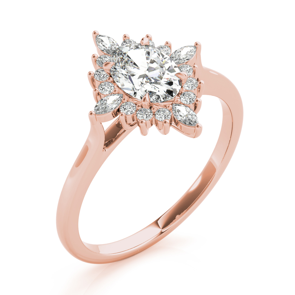 The Coralie Halo Engagement Ring, angled view