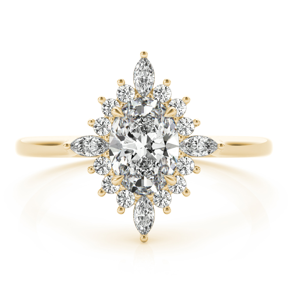 The Coralie Halo Engagement Ring, set view