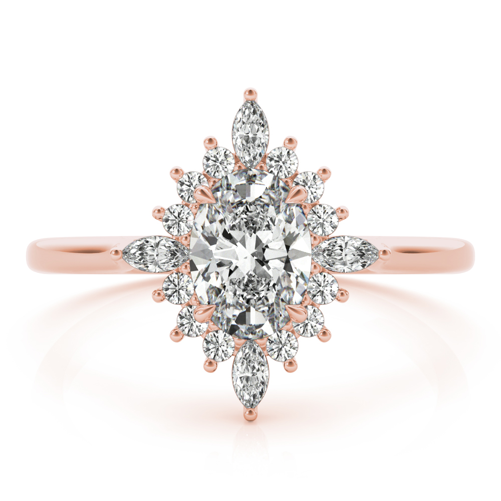 The Coralie Halo Engagement Ring, set view