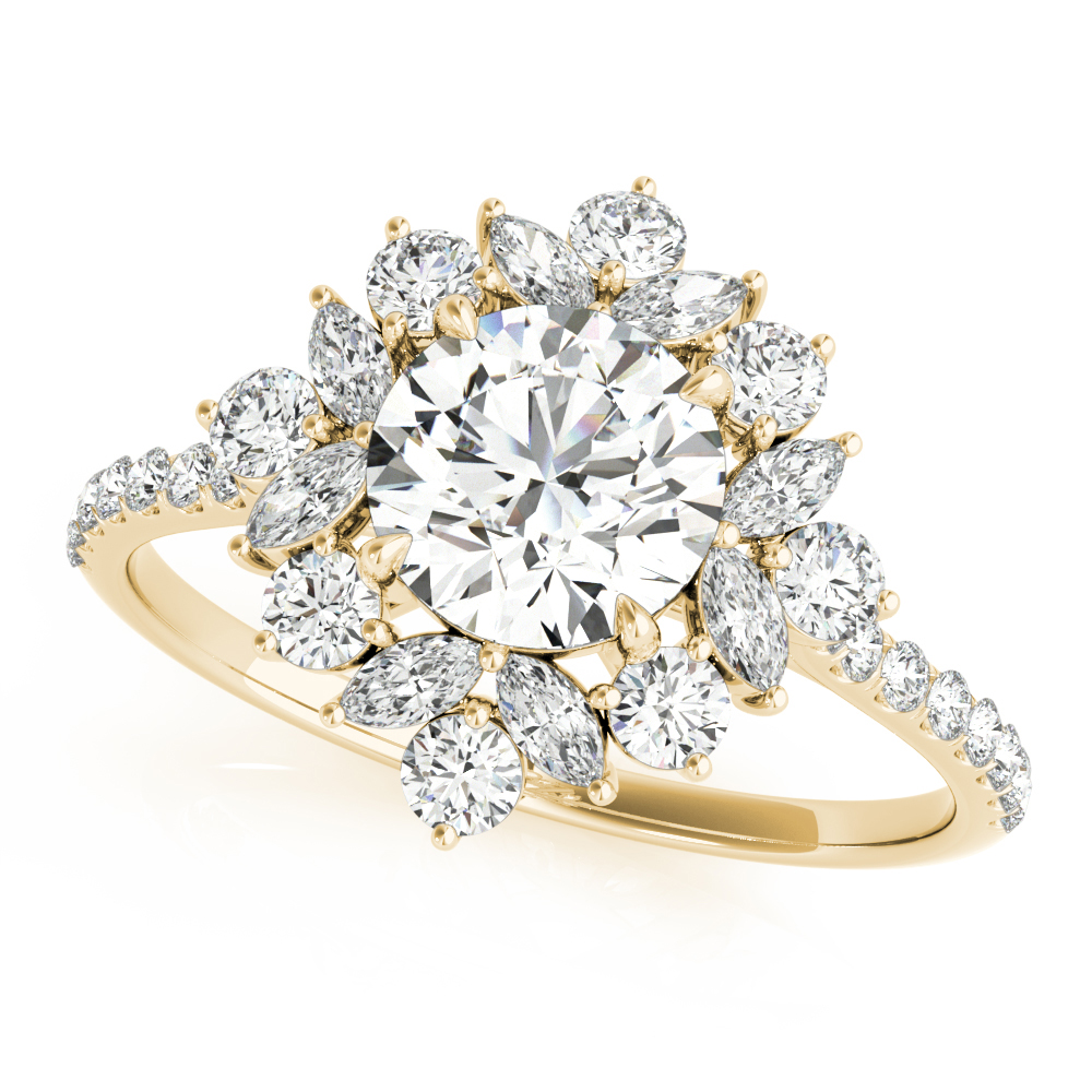 Mixed Shape Halo Round Engagement Ring