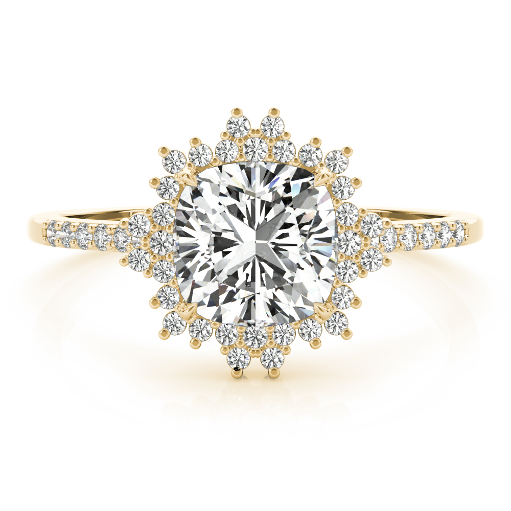 The Giselle Halo Engagement Ring, set view