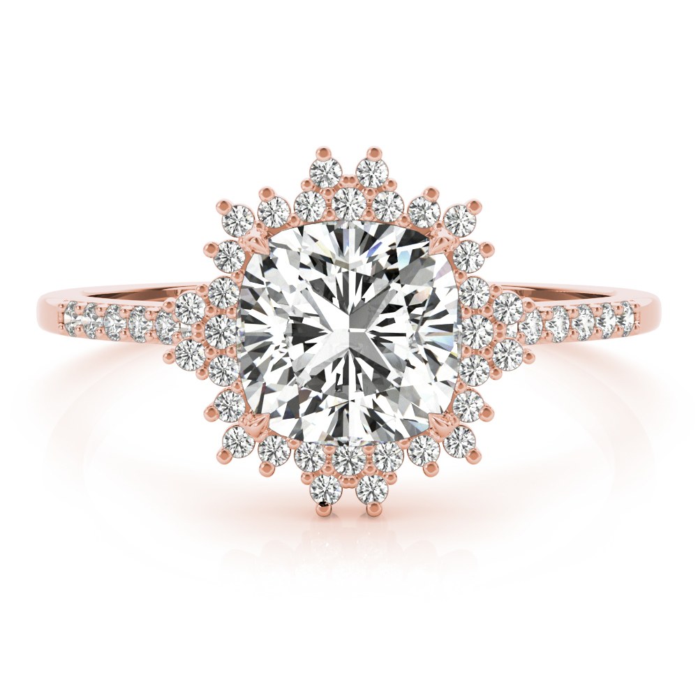 The Giselle Halo Engagement Ring, set view