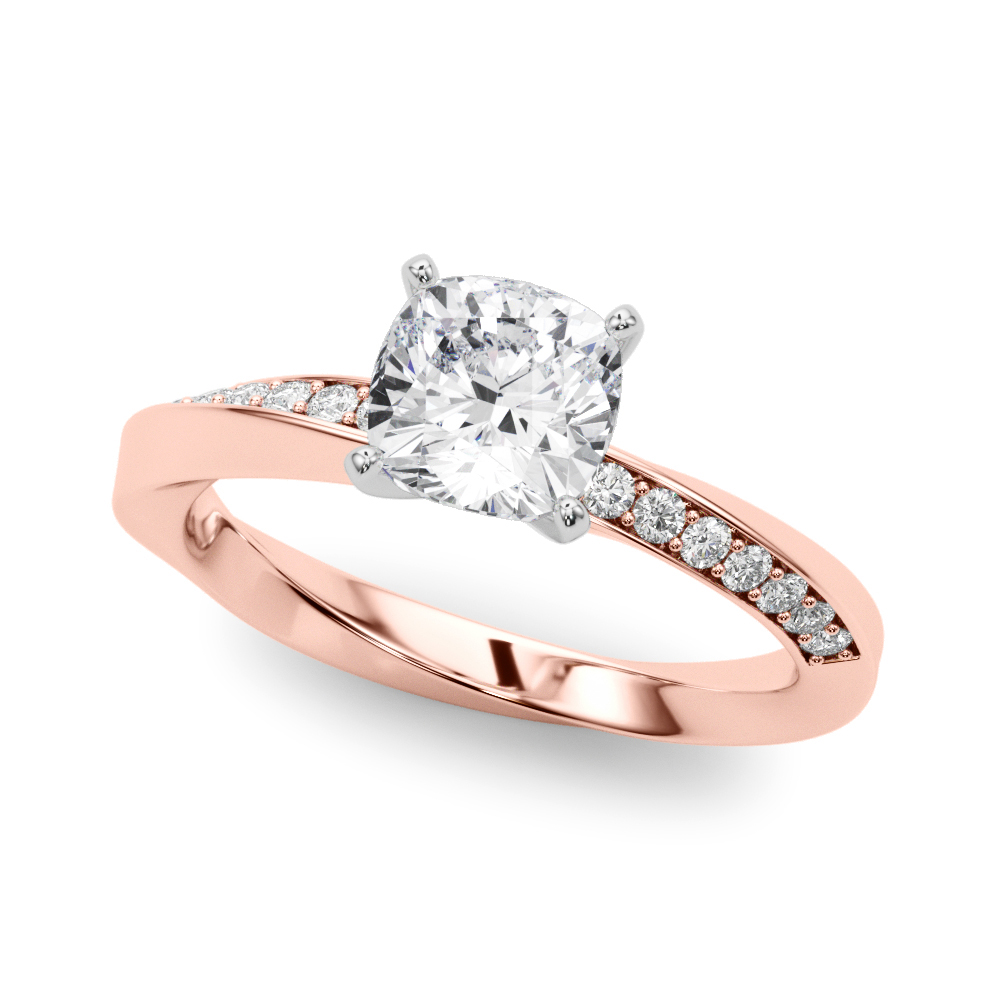 Single Row Twisted Prong Engagement Ring