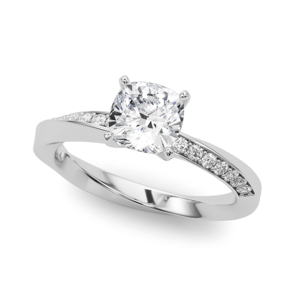 Single Row Twisted Prong Engagement Ring
