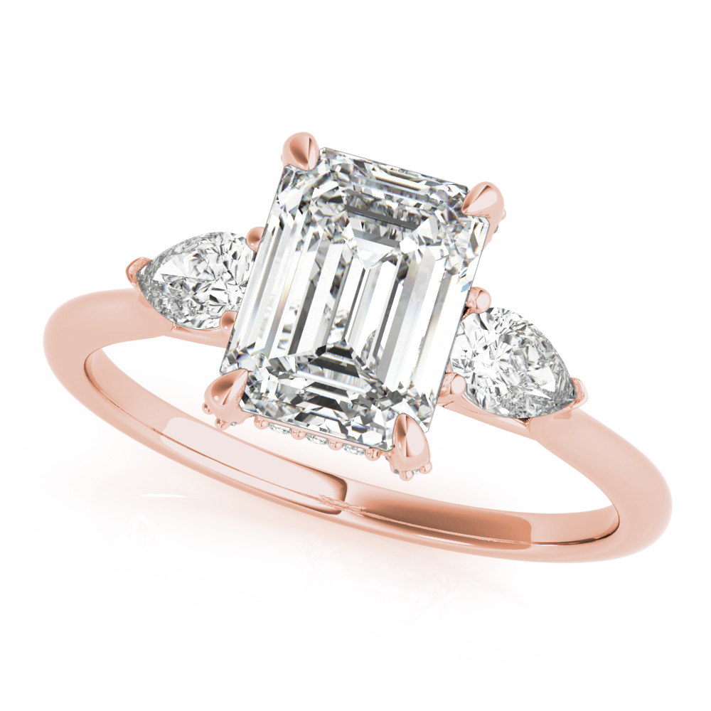 3-Stone Emerald Cut Engagement Ring