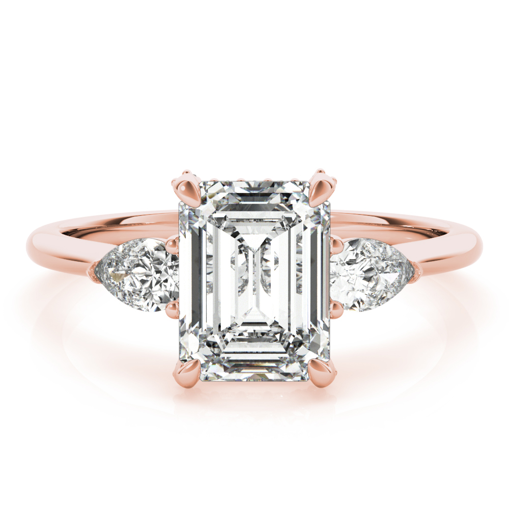 The Alexandra Three-Stone Engagement Ring, set view