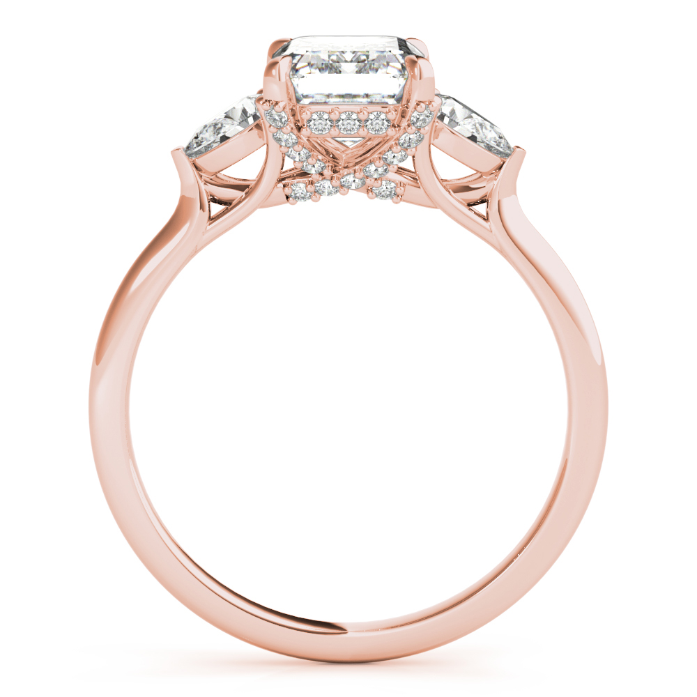 The Alexandra Three-Stone Engagement Ring, side view