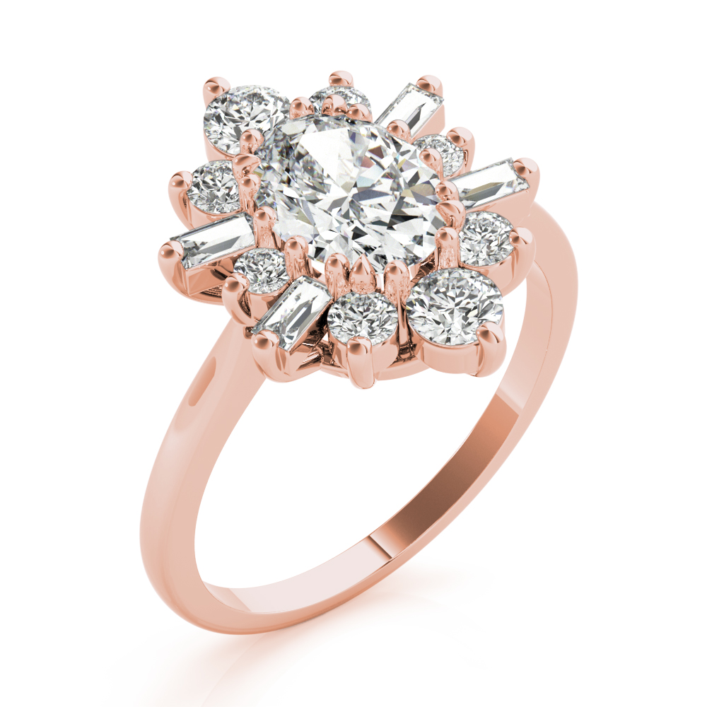 The Isabel Halo Engagement Ring, angled view