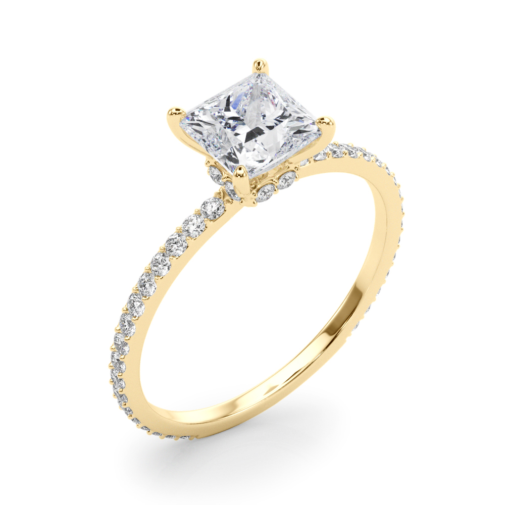 The Celine Hidden Halo Engagement Ring, angled view