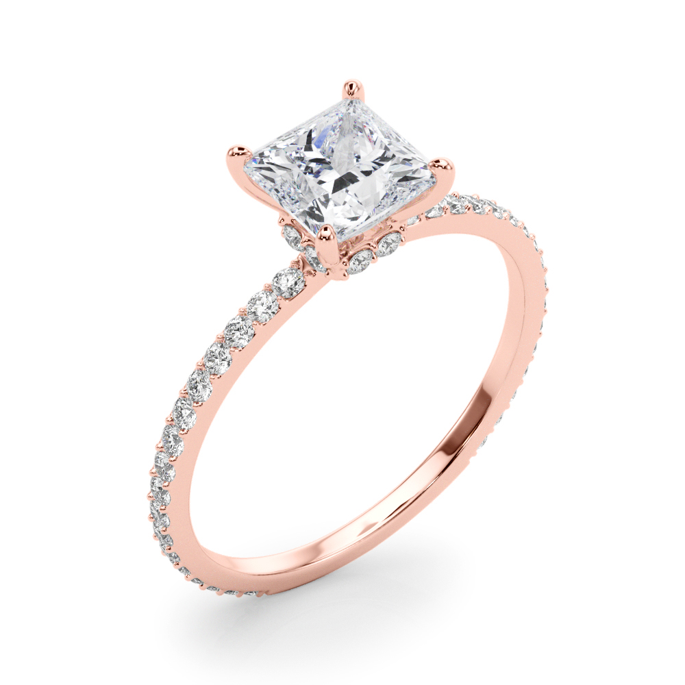 The Celine Hidden Halo Engagement Ring, angled view