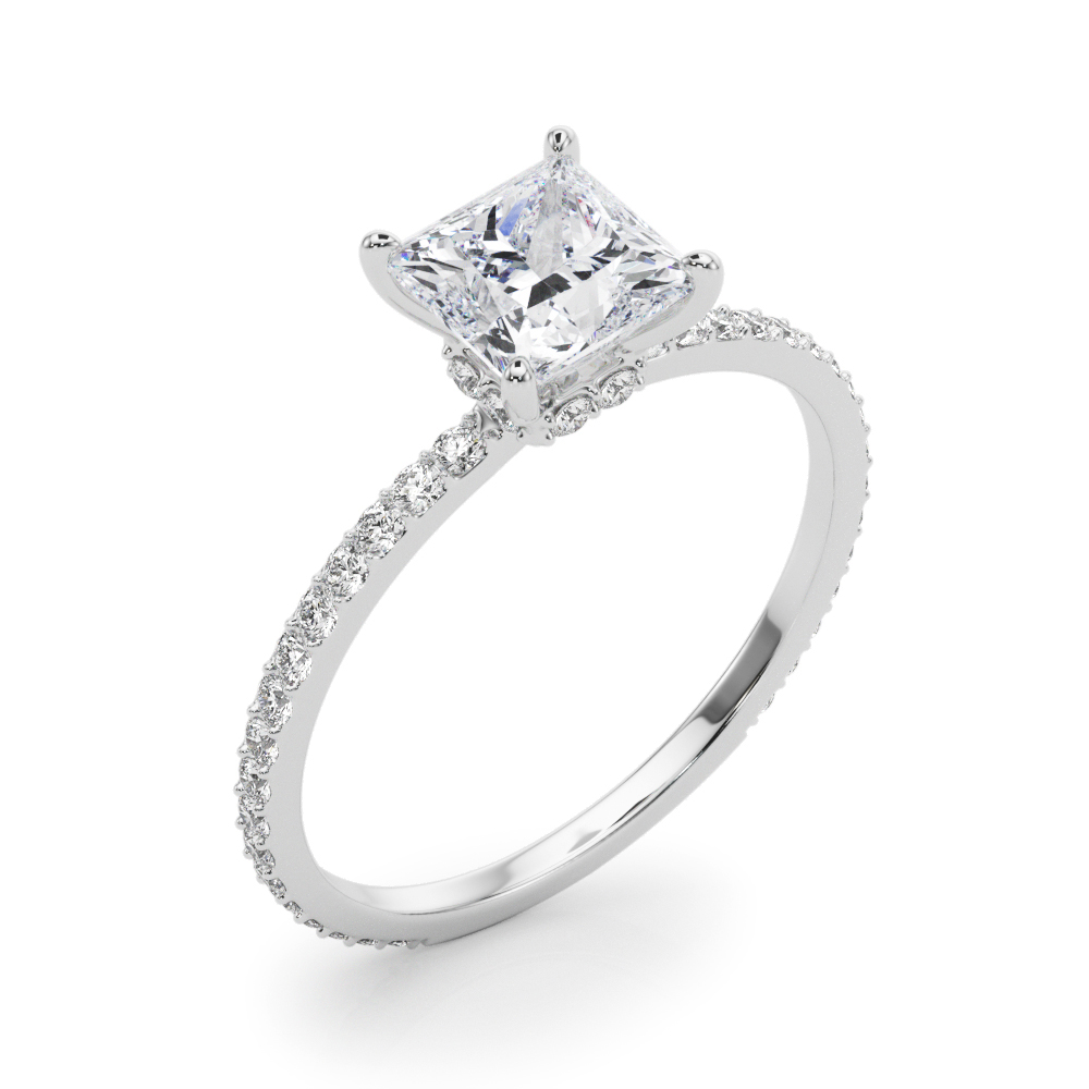 The Celine Hidden Halo Engagement Ring, angled view