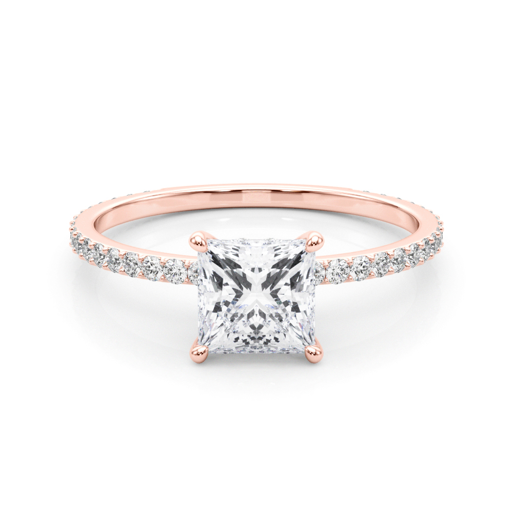 The Celine Hidden Halo Engagement Ring, set view