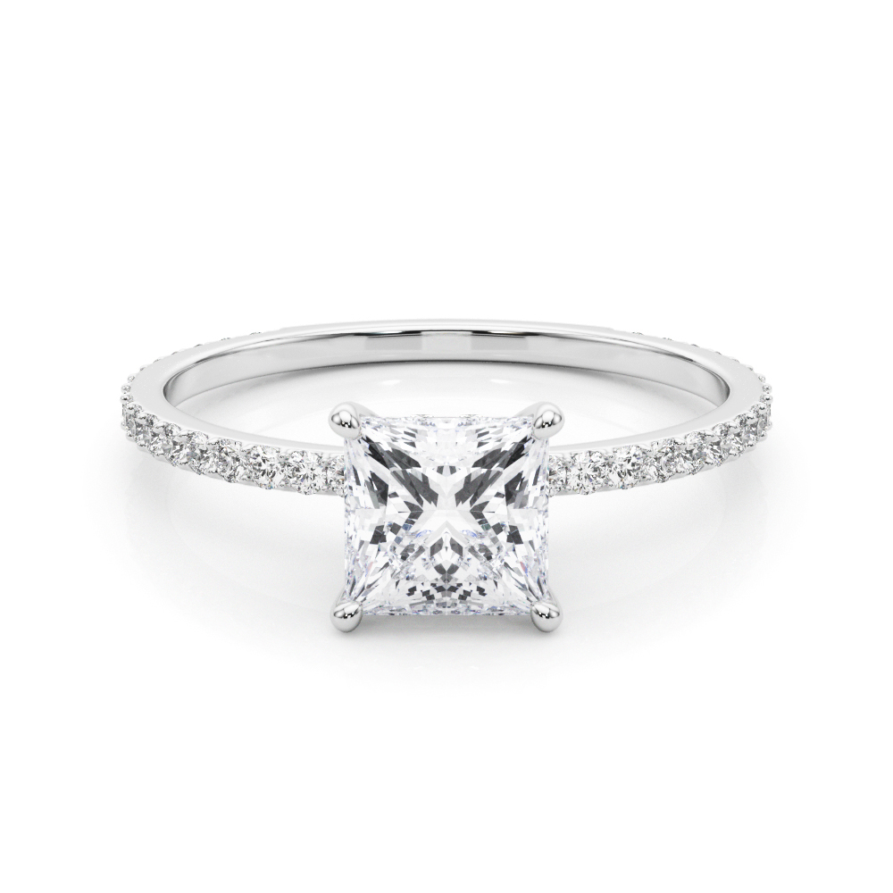 The Celine Hidden Halo Engagement Ring, set view