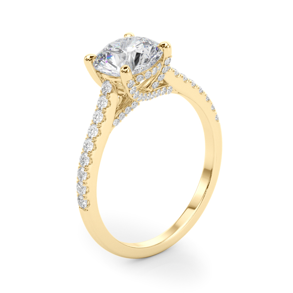 The Esther Hidden Halo Engagement Ring, angled view