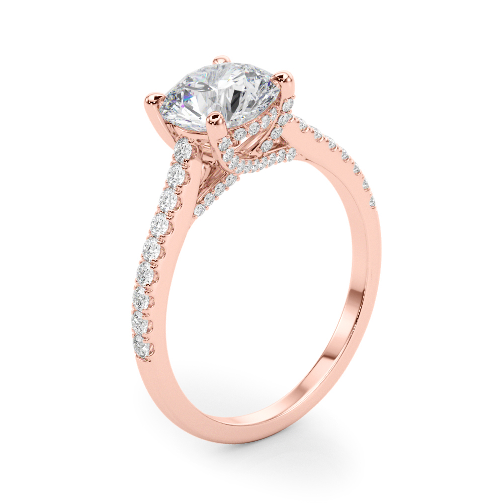 The Esther Hidden Halo Engagement Ring, angled view
