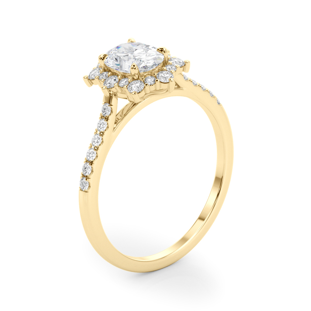 The Brielle Halo Engagement Ring, angled view