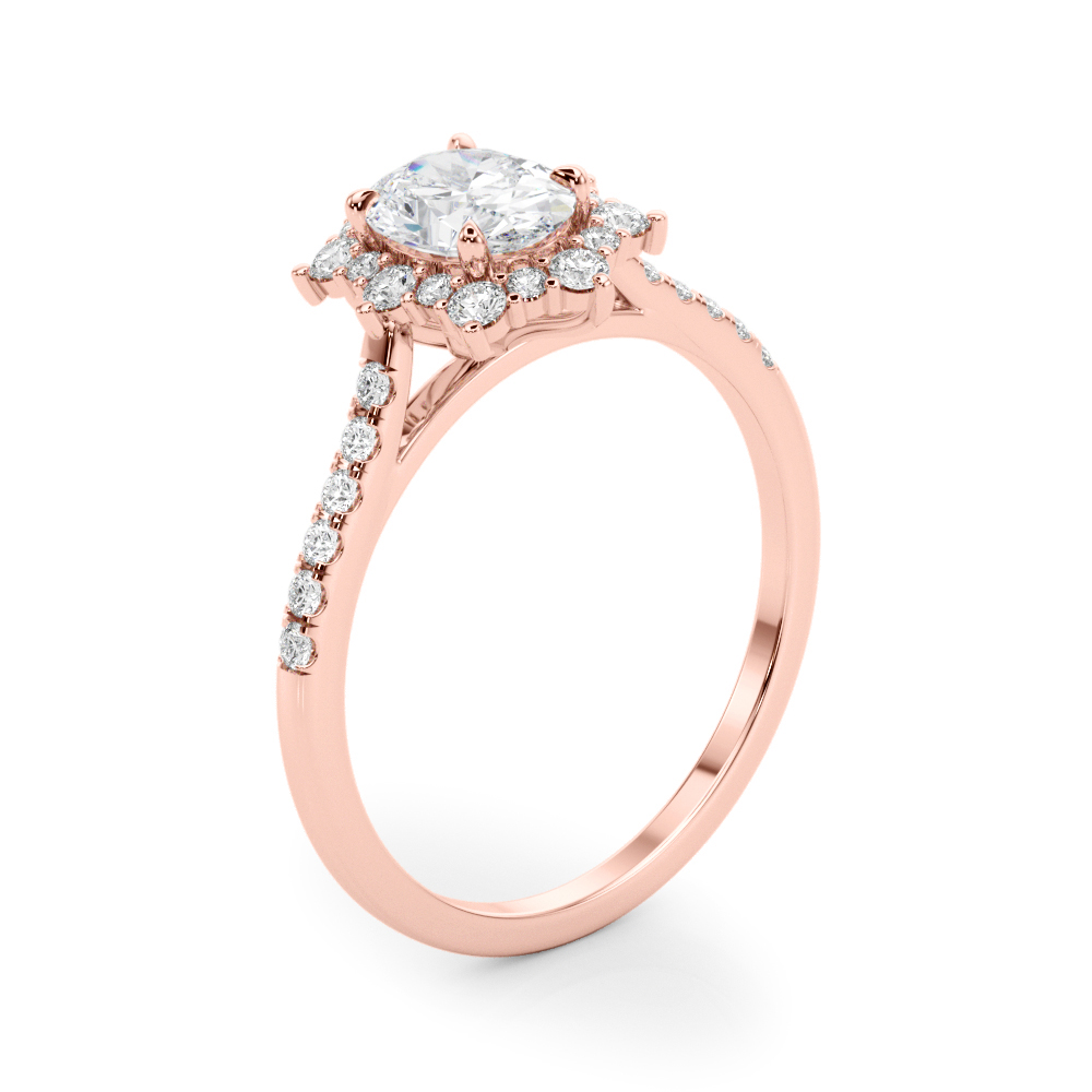 The Brielle Halo Engagement Ring, angled view