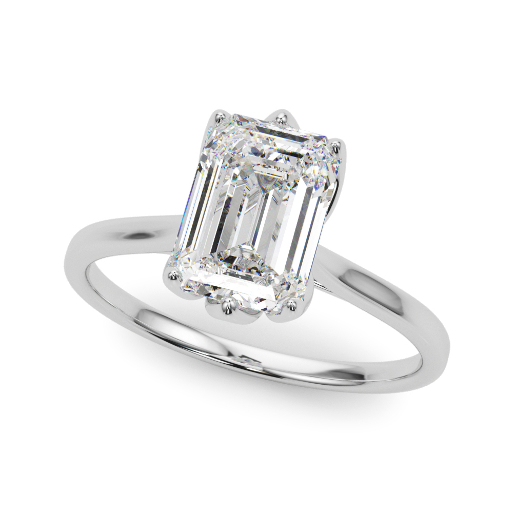 6-Prong Emerald Cut Floral Engagement Ring