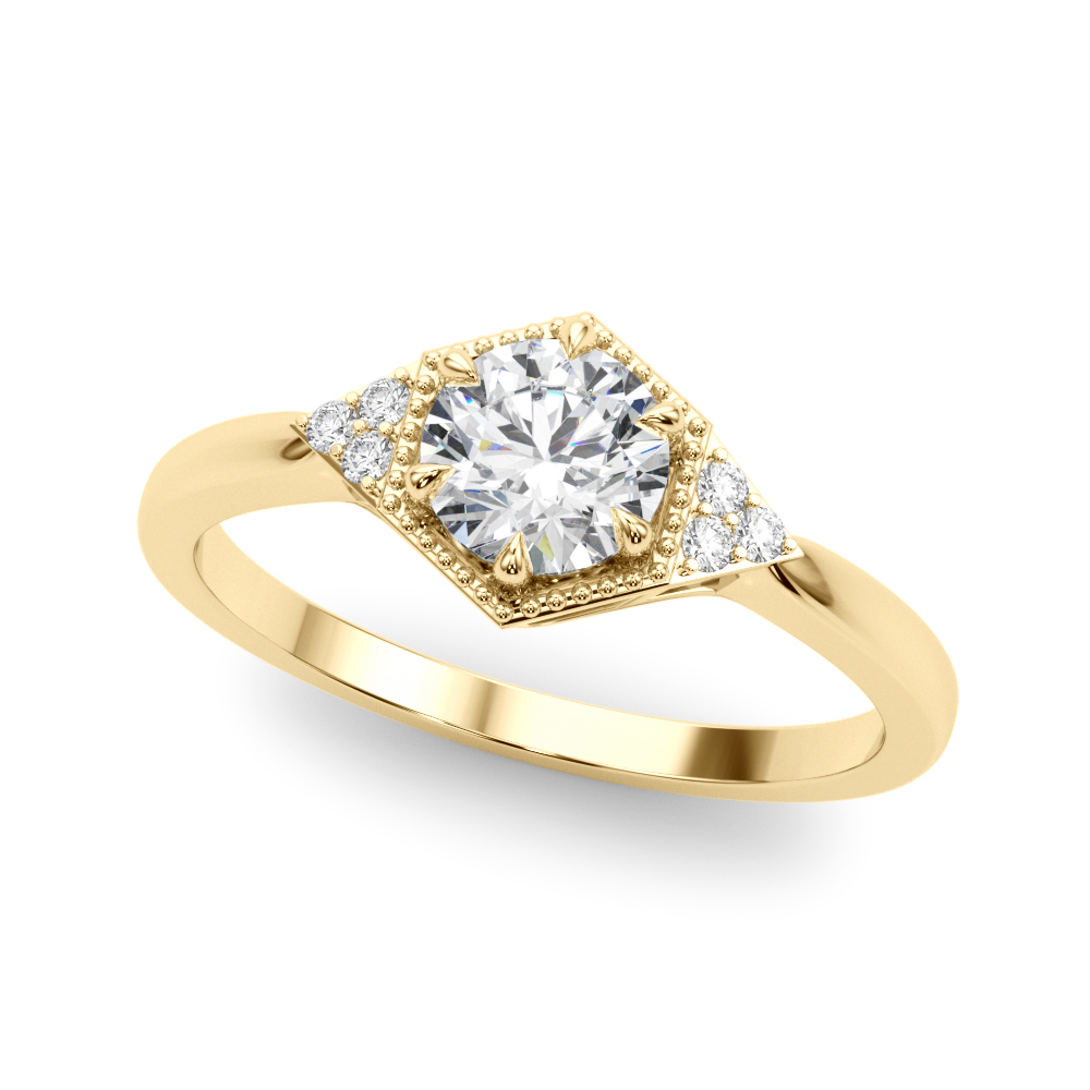 Round Hexagonal Shaped Engagement Ring