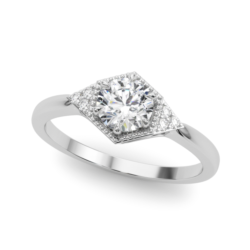 Round Hexagonal Shaped Engagement Ring