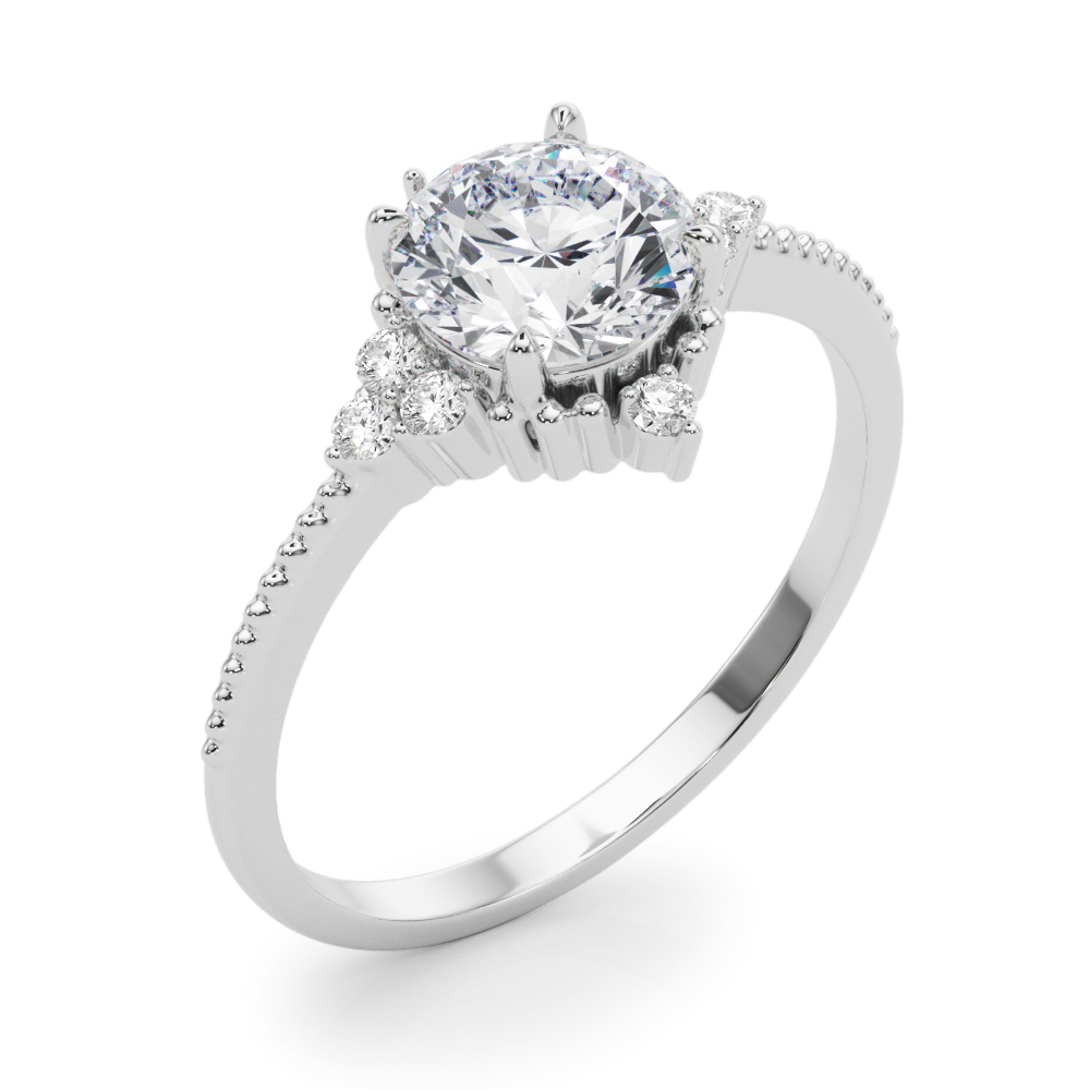 The Zelda Halo Engagement Ring, angled view