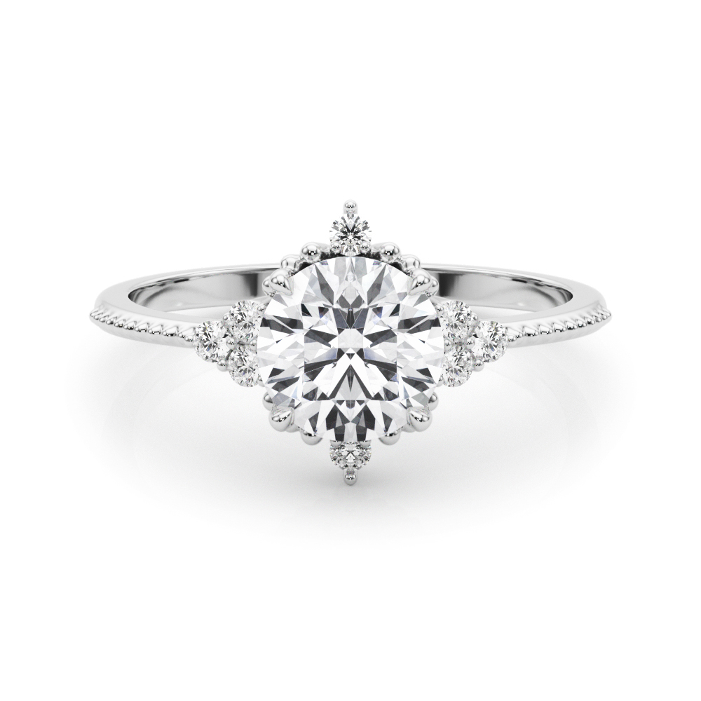 The Zelda Halo Engagement Ring, set view