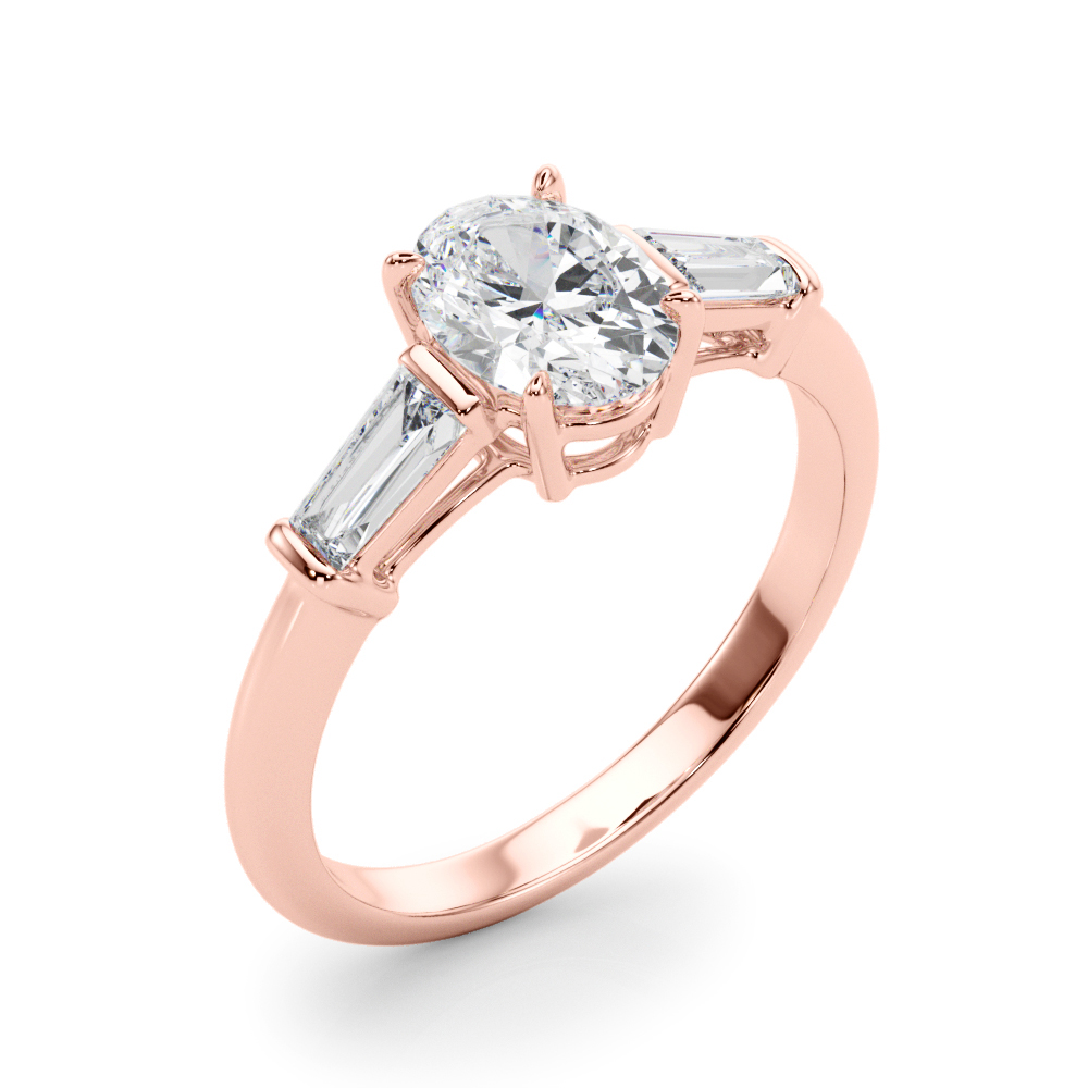 The Lucille Three-Stone Engagement Ring, angled view