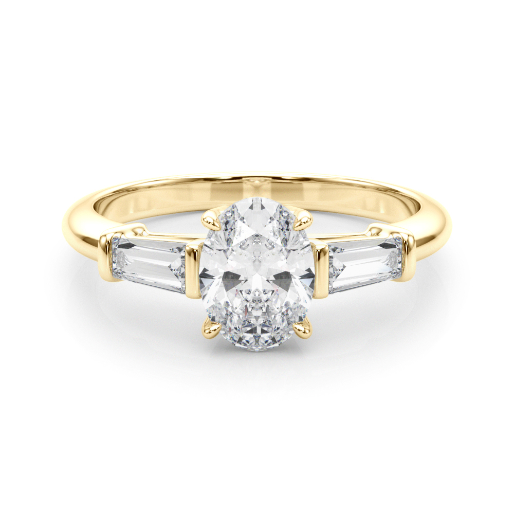 The Lucille Three-Stone Engagement Ring, set view