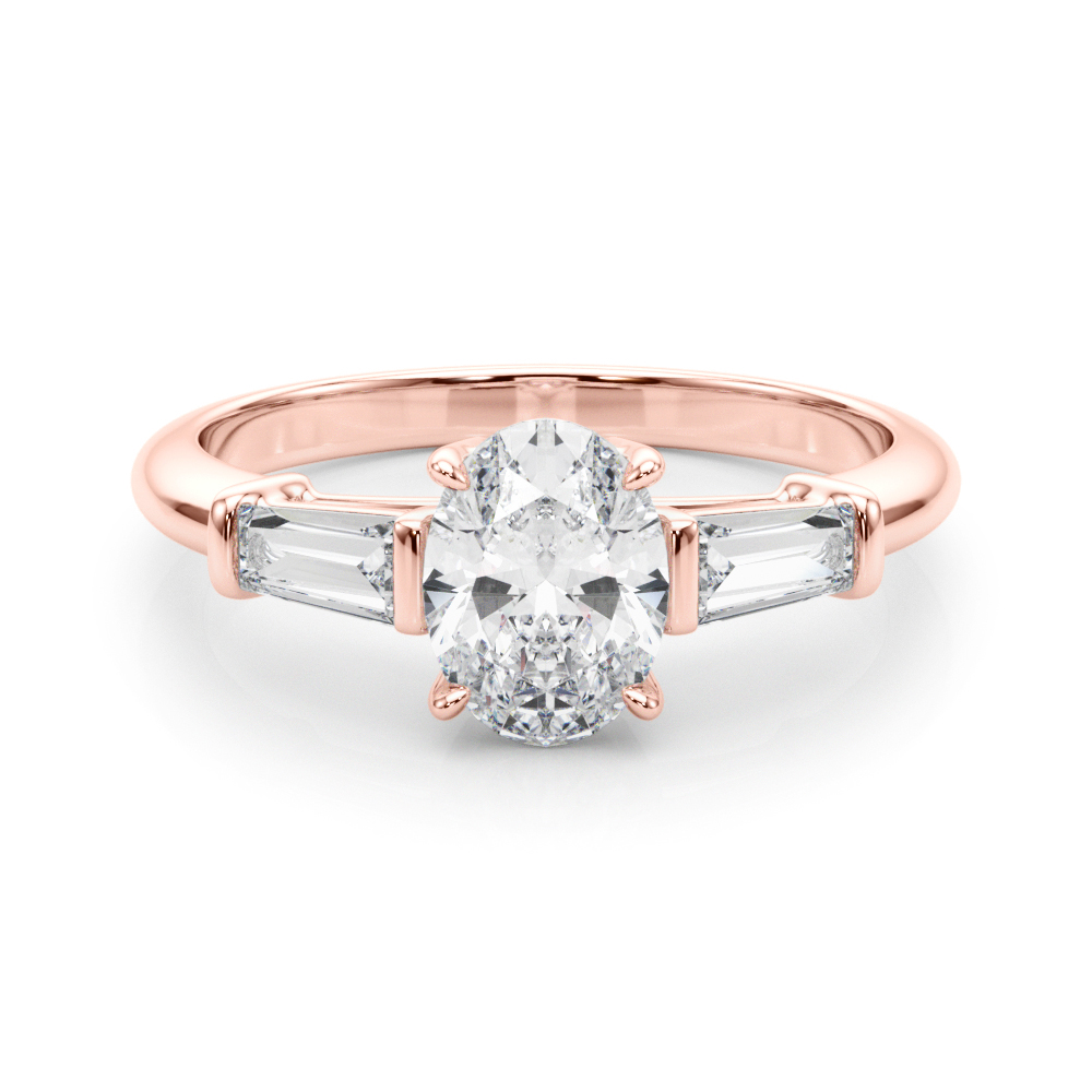The Lucille Three-Stone Engagement Ring, set view