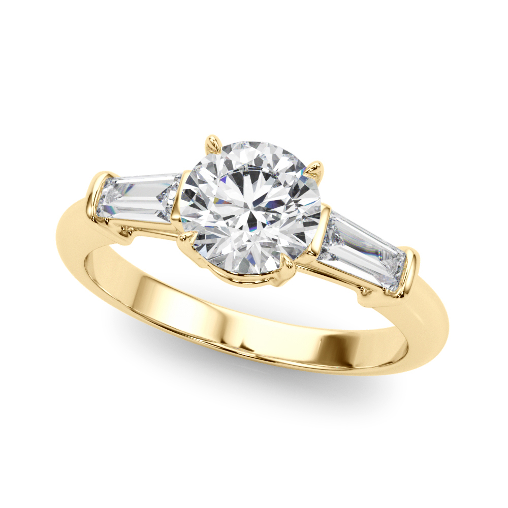 The Mary Three-Stone Engagement Ring, front view