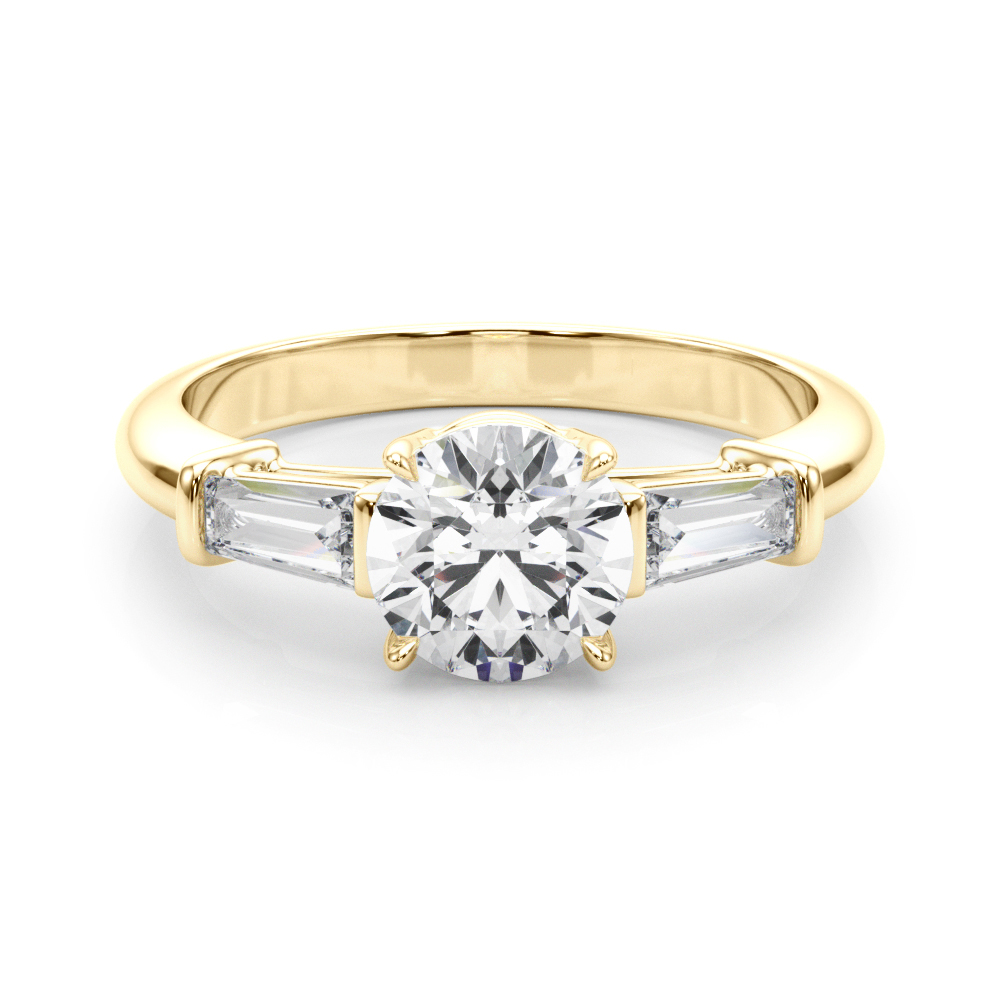 The Mary Three-Stone Engagement Ring, set view