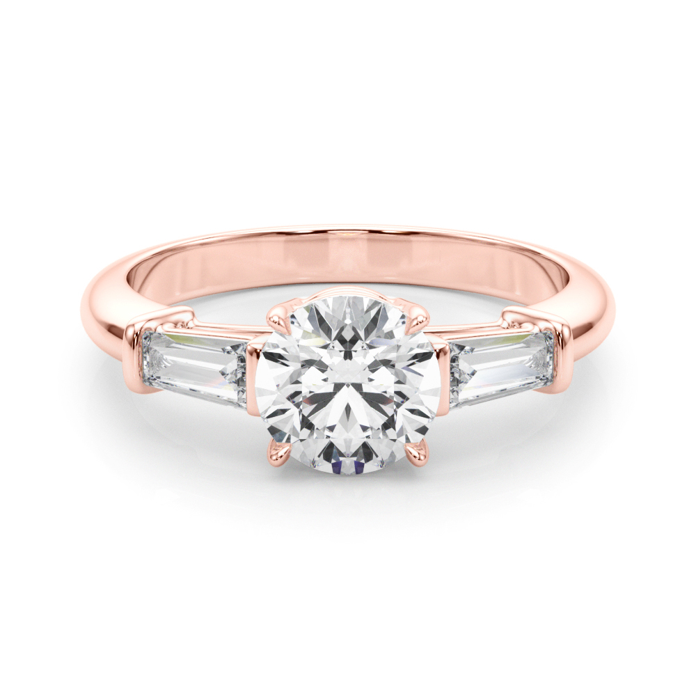 The Mary Three-Stone Engagement Ring, set view