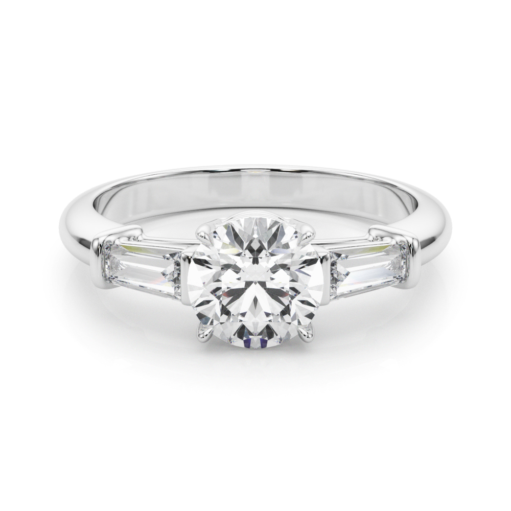 The Mary Three-Stone Engagement Ring, set view