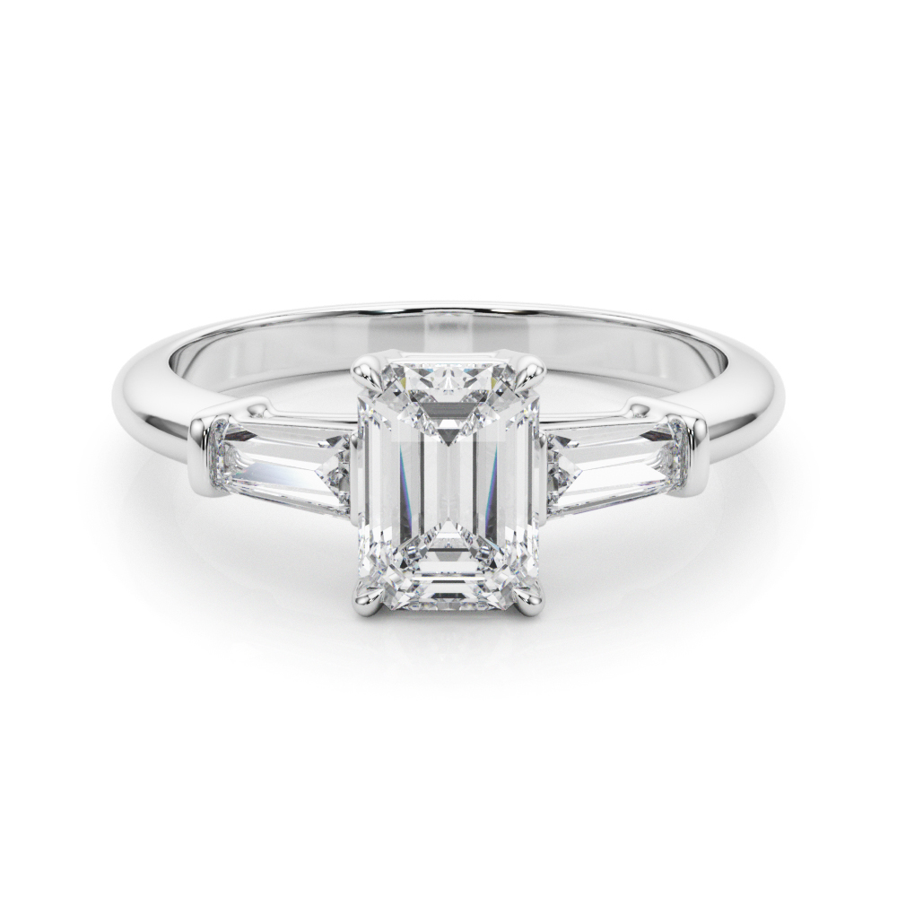 The Diana Three-Stone Engagement Ring, set view