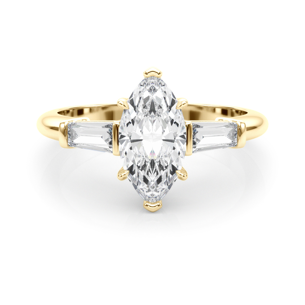 The Michaela Three-Stone Engagement Ring, set view