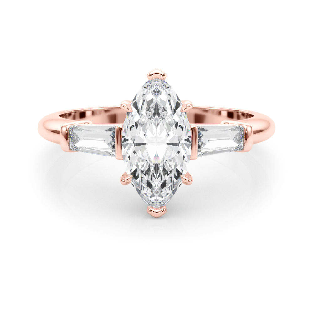 The Michaela Three-Stone Engagement Ring, set view