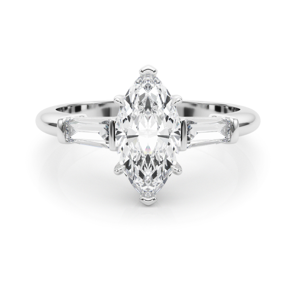 The Michaela Three-Stone Engagement Ring, set view