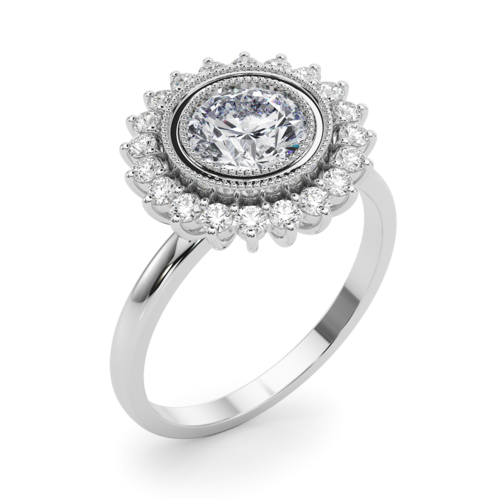 The Georgia Halo Engagement Ring, angled view